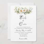 Watercolor Wedding White Daisies Einladung (Vorderseite)