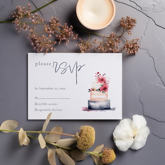 Watercolor Wedgecake RSVP Card Karte