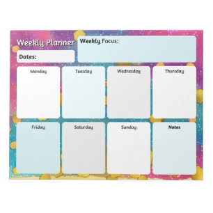 Watercolor Weekekly Planer Notepad Notizblock