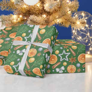 Watercolor-Weihnachten Orange Spice, Ausstecher Geschenkpapier