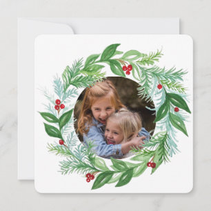 Watercolor Weihnachts-Feiertag PHOTO Kranzkarte Feiertagskarte