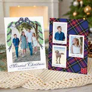 Watercolor-Weihnachts-Karo-Bogen-Girlande-Swag-Fot Feiertagskarte