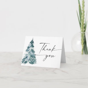 Watercolor Weihnachtsbaum elegant Winter Dankeskarte