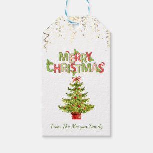 Watercolor-Weihnachtsbaum,Konfetti,Frohe Weihnacht Geschenkanhänger
