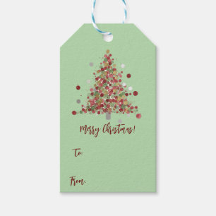 Watercolor-Weihnachtsbaum mit Punkten An & Von Geschenkanhänger