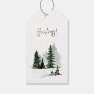 Watercolor Weihnachtsbaum Winter Scene Grüße Geschenkanhänger