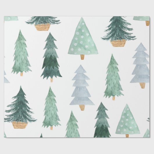 Watercolor Weihnachtsbaum Wrapping Paper Geschenkpapier (Flach)