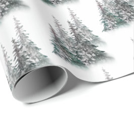 Watercolor Weihnachtsbaume Wrapping Paper| Rot Geschenkpapier