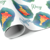 Watercolor Weihnachtsbaumen Umschlagpapier Geschenkpapier (Rolleneckpunkt)