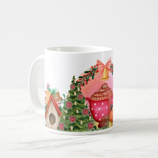 Watercolor Weihnachtsbaumkaffee Tasse Verpackung (Vorderseite Links)