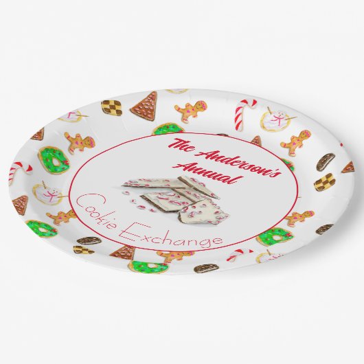 Watercolor Weihnachtscookies tauschen Pappteller (Schrägansicht)