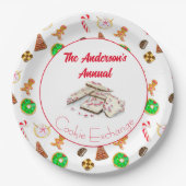 Watercolor Weihnachtscookies tauschen Pappteller (Vorderseite)
