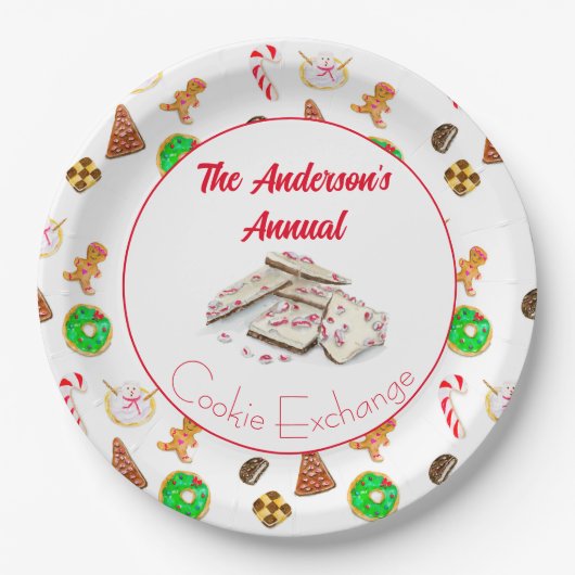 Watercolor Weihnachtscookies tauschen Pappteller (Vorderseite)