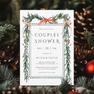 Watercolor-Weihnachtsgirlande Paare-Shower Einladung