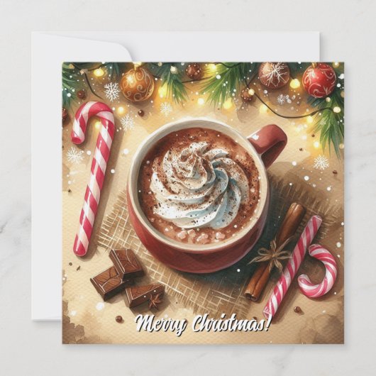 Watercolor Weihnachtskakao Frohe Weihnachten (Vorderseite)