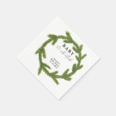 Watercolor Weihnachtskranz Babydusche Serviette (Ecke)