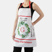 Watercolor-Weihnachtskranz MONOGRAM Unisex Schürze (InSitu)