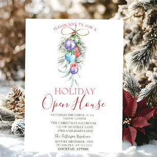 Watercolor Weihnachtskugeln Open House Einladung