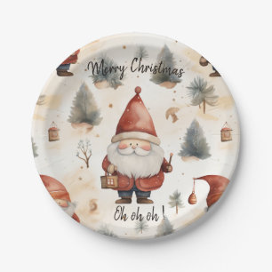 Watercolor Weihnachtsmann 2 - Papierplatte Pappteller