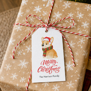 Watercolor Weihnachtsmann Corgi Hund Frohe Weihnac Geschenkanhänger