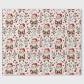 Watercolor Weihnachtsmann Land Hütte Weihnachten Geschenkpapier (Flach)