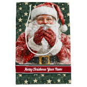 Watercolor Weihnachtsmann Weihnachtsgeschenk Beute Mittlere Geschenktüte (Vorderseite)