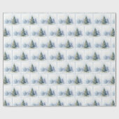 Watercolor Weihnachtswaldszene Geschenkpapier (Flach)