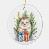 Watercolor Weihnachtszeit-Igel Keramik Ornament (Links)