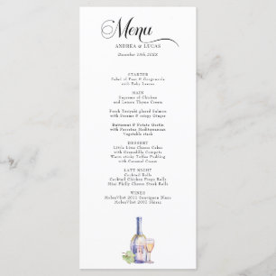 Watercolor Wein Elegante Einsatzpartei Menükarte