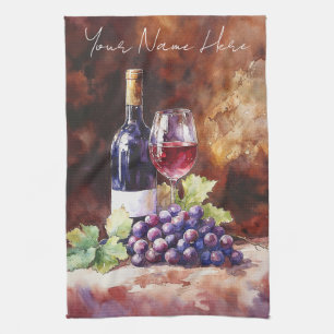 Watercolor Wein Geschirrtuch