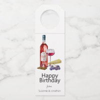 Watercolor Wein Lover Geburtstag Flasche Hanger Ta