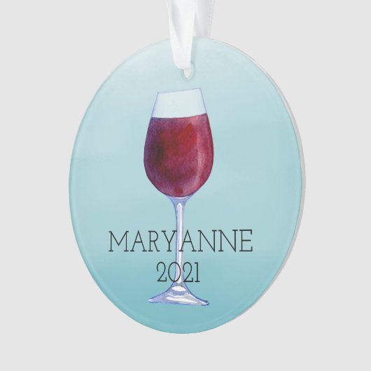 Watercolor-Wein-personalisierte Ornament (Vorderseite)