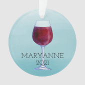 Watercolor-Wein-personalisierte Ornament (Vorderseite)