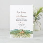 Watercolor Weinkeller Napa Sonoma Einladung (Stehend Vorderseite)