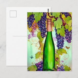 Watercolor Weinkultur und Erde Postkarte