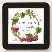 Watercolor Weinkultur und Erde Weintrauben Weinrou Getränkeuntersetzer (Vorderseite)