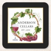 Watercolor Weinkultur und Erde Weintrauben Weinrou Rechteckiger Pappuntersetzer (Vorderseite)