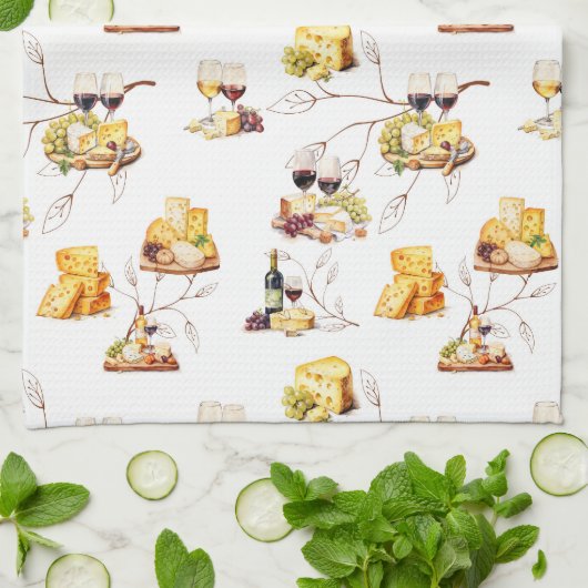 Watercolor Weinmuster Geschirrtuch (Gefaltet)