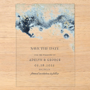 Watercolor-Wellen Minimalistische Save The Date Acryleinladungen