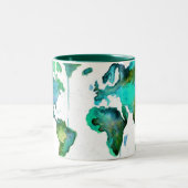 Watercolor-WeltTasse Zweifarbige Tasse (Mittel)