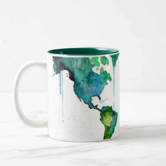 Watercolor-WeltTasse Zweifarbige Tasse (Links)