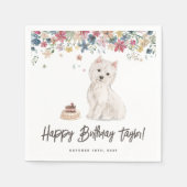 Watercolor West Highland White Terrier Birthday Serviette (Vorderseite)