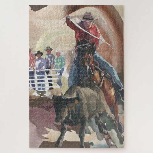 Watercolor Western Rodeo Cowboy Puzzle (Vertikal)