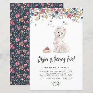 Watercolor Westie Hund zum Geburtstag Einladung