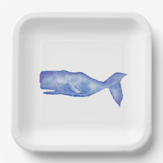 Watercolor whale paper plates pappteller (Vorderseite)