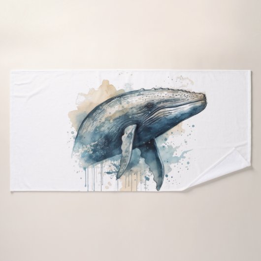 Watercolor Whale Wonder Badehandtuch (Badehandtuch)