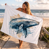 Watercolor Whale Wonder Badehandtuch