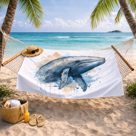 Watercolor Whale Wonder Badehandtuch