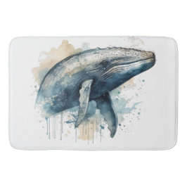 Watercolor Whale Wonder Badematte