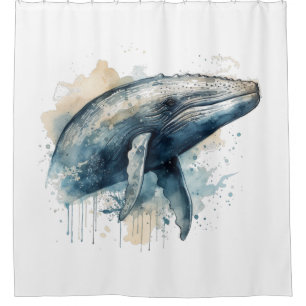 Watercolor Whale Wonder Duschvorhang
